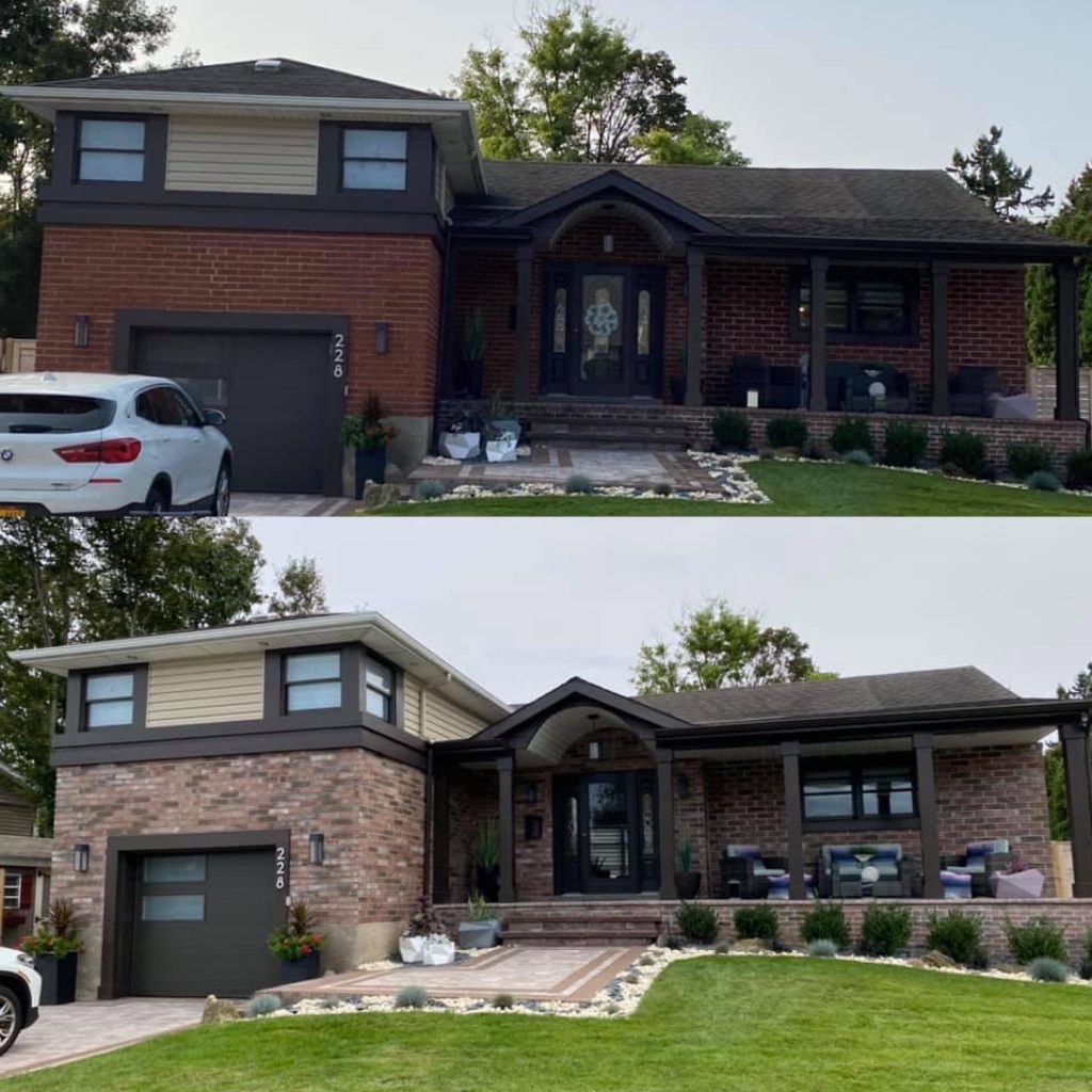 before and after handpainted brick