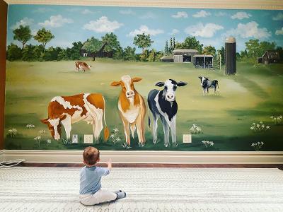 cow mural nursery